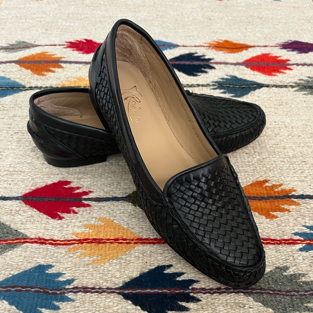 Artisan Italian Leather Loafers with woven detail.